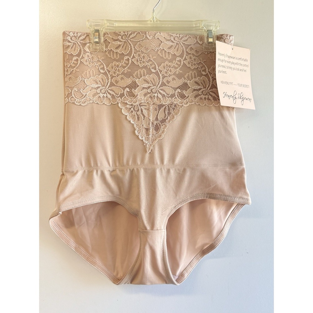 Shaping Brief Panties Nude Color Heavenly Shapeware High-Waist Lace Womens Sz 1X